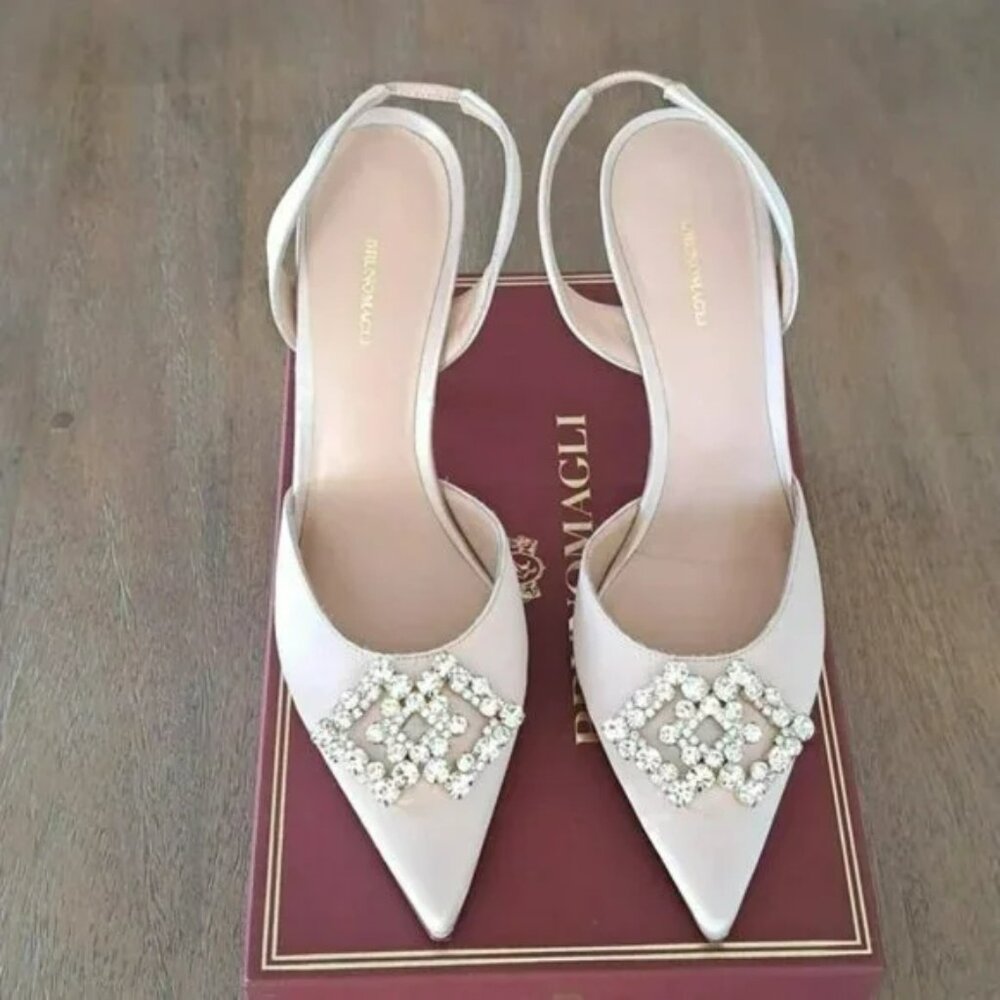 Bruno Magli Moda Pump in Champagne Satin Leather - Size: 10.5 (EU 42) - Picture 3 of 9